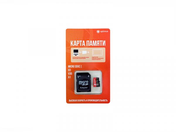 Карта памяти с адаптером Optimus MicroSDXC 64Gb - картинка 1